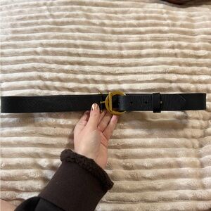 Urban Outfitters Black Belt with Gold Buckle